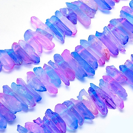 Electroplated Natural Quartz Crystal Beads Strands G-P368-06A-1