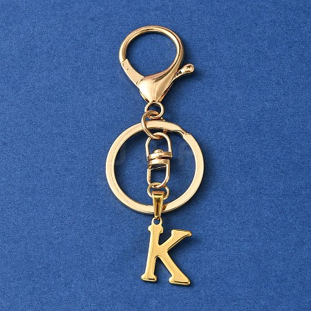 304 Stainless Steel Initial Letter Charm Keychains KEYC-YW00005-11-1