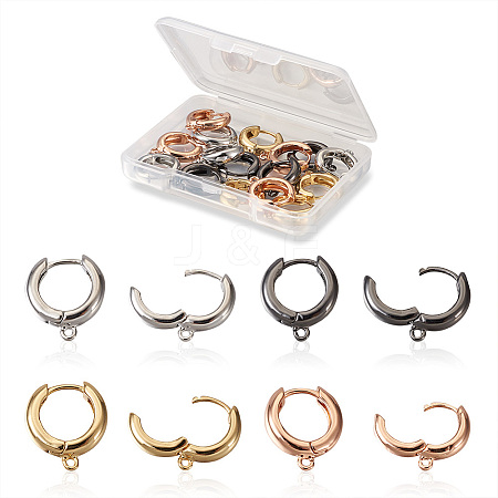 Fashewelry 8Pairs 4 Colors Ring Brass Hoop Earrings EJEW-FW0001-01-1