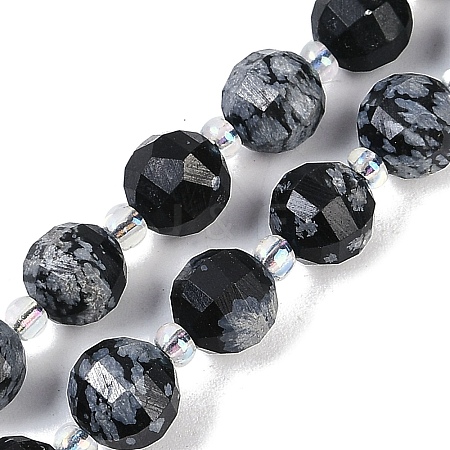 Natural Snowflake Obsidian Beads Strands G-G182-B35-03-1