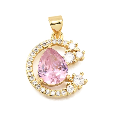 Brass Micro Pave Cubic Zirconia Pendants KK-K401-11G-1