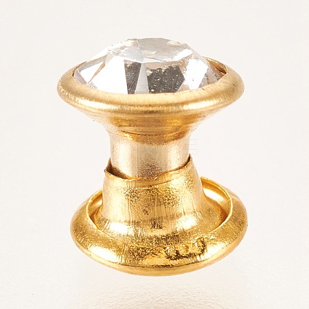 Double Brass Rhinestone Cap Rivets FIND-WH0028-01A-G-1
