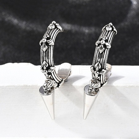 C-Shaped with Cone Brass Stud Earrings EJEW-S261-06G-1