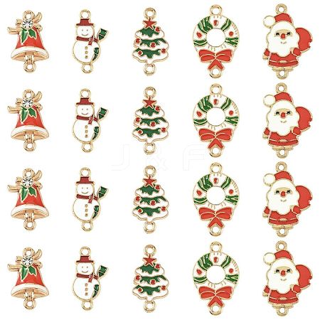 30Pcs 5 Styles Christmas Alloy Enamel Links FIND-FS0004-93-1