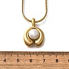 304 Stainless Steel Pave Shell Pearl Flat Round Pendant Necklaces for Women NJEW-U031-02G-4