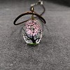 Alloy Wire Wrapped Oval Glass Inner Dried Flower Tree Pendant Waxed Cord Necklaces for Women FS-WG6B63C-15-1