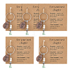 5Pcs Natural Chrysoprase Chip Bead with Wood Teardrop Pendant Keychain KEYC-FG00007-1