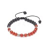 Natural Carnelian(Dyed & Heated) & Lava Rock Braided Bead Bracelet BJEW-TA00188-02-1