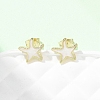Brass Enamel Stud Earrings EJEW-B152-01G-05-2