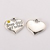 Wedding Theme Antique Silver Tone Tibetan Style Alloy Heart with Step Dad of Bride Rhinestone Charms LS-TIBEP-N005-22D-1