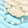 Natural Shell & Synthetic Turquoise Starfish Beaded Necklace with 304 Stainless Steel Clasps X-NJEW-TA00107-01-5