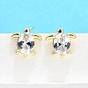 Brass Micro Pave Clear Cubic Zirconia Stud Earrings EJEW-H157-03G-01-1
