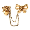 Bowknot & Heart 304 Stainless Steel & Plastic Pearl Hanging Chain Brooches JEWB-G049-02G-2