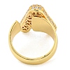 Brass Micro Pave Clear Cubic Zirconia Letter Open Cuff Ring for Women RJEW-M173-01G-A-3