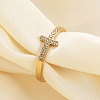 Cross Stainless Steel Micro Pave Clear Cubic Zirconia Finger Rings for Women FS-WG88B59-05-3