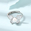 Adjustable Brass Micro Pave Cubic Zirconia Enamel Finger Rings CU-CBABA66-07A-P-1