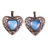 Synthetic Opalite Peach Love Heart Pendants G-G158-01-10-1