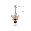 Bees 316L Surgical Stainless Steel Pave Clear Cubic Zirconia Black Enamel Curved Barbell Belly Rings FS-WG23C2E-01-2