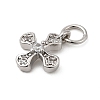 Brass Micro Pave Cubic Zirconia Tiny Cross Charms ZIRC-G128-04P-1-2