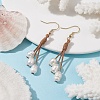 Natural Pearl Dangle Earrings with Waxed Polyester Cords EJEW-TA00310-2