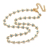 Bohemian 304 Stainless Steel Enamel Deep Sky Blue Flower Link Chain Necklaces for Women NJEW-Z061-01G-4