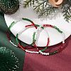 3Pcs 3 Styles Christmas Glass Seed Beaded Stretch Bracelet Sets BJEW-JB10472-2