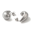 304 Stainless Steel Textured Teardrop Hoop Earrings for Women EJEW-S237-12-2