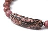 Tube & Round Natural Rhodonite Beaded Stretch Bracelets for Women BJEW-JB11003-3