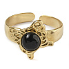 Natural Dyed & Heated Black Agate Finger Rings RJEW-U027-05G-09-2