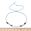Faceted Round Natural Black Agate & Sodalite & Rose Quartz & Quartz Crystal Braided Bead Bracelets BJEW-F493-09G-02-5