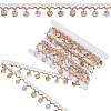 4 Yards Cotton Thread & Linen & Shell Beaded Trim Ribbon OCOR-DR0001-24A-1