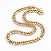 Men's 304 Stainless Steel Diamond Cut Cuban Link Chain Necklaces NJEW-L173-002D-G-2