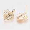 Brass Stud Earring Findings KK-K230-39G-NF-2