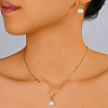 Fashionable 18K Gold Plated Stainless Steel & Round Pearl Pendant Necklace & Stud Earrings Set for Women RO2973-1