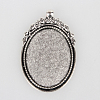 Tibetan Style Alloy Pendant Cabochon Settings X-TIBEP-N003-40AS-1