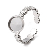 Flower 304 Stainless Steel Cuff Ring Components STAS-P454-05A-P-1