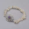 Natural White Moonstone and Natural Amethyst Beads Link Bracelets BJEW-JB03861-02-1