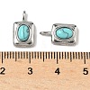 Dyed Synthetic Turquoise Rectangle with Oval Charms STAS-L022-516P-01-3