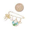 Flower & Bee Iron & Alloy Enamel Charm Brooches JEWB-BR00187-01-3