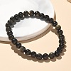 Natural Golden Sheen Obsidian Bead Stretch Bracelets X-BJEW-K212-A-020-6