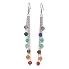 Chakra Natural & Synthetic Mixed Gemstomne Beaded Dangle Earrings EJEW-JE05427-01-1