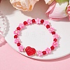 Handmade Flower Polymer Clay Stretch Bracelets BJEW-JB09825-02-4