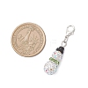 2Pcs Christmas Snowman Pave Disco Ball Beads & Brass Rhinestone Pendant Decorations HJEW-JM04452-3