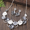 Spiral Round Alloy Enamel Pendant Necklaces & Stud Earrings Sets for Women FS-WG37BA7-01-1