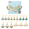 Space Theme Cat Alloy Enamel Pendant Stitch Markers HJEW-AB00519-1