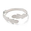 Non-Tarnish 304 Stainless Steel Feather Cuff Bangles BJEW-L682-025P-1