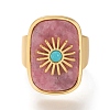 Natural Rhodochrosite & Turquoise Cuff Rings RJEW-P016-01A-09G-2