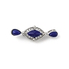 Brass Micro Pave Cubic Zirconia & Optimized Lapis Box Clasps KK-P291-47P-1
