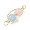 3Pcs 3 Styles Copper Wire Wrapped Natural Rose Quartz & Quartz & Lapis Lazuli & Amethyst Round Beded Links Connector Charms PALLOY-JF04678-5