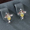 Brass Micro Pave Cubic Zirconia Huggie Hoop Earrings WG4D997-01-3